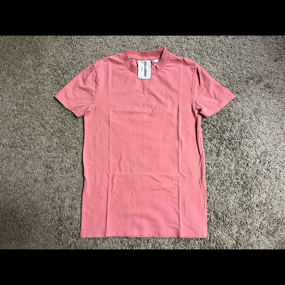 Collusion, Mens Short Sleeve Muscle Fit Tshirt in Pink, Large